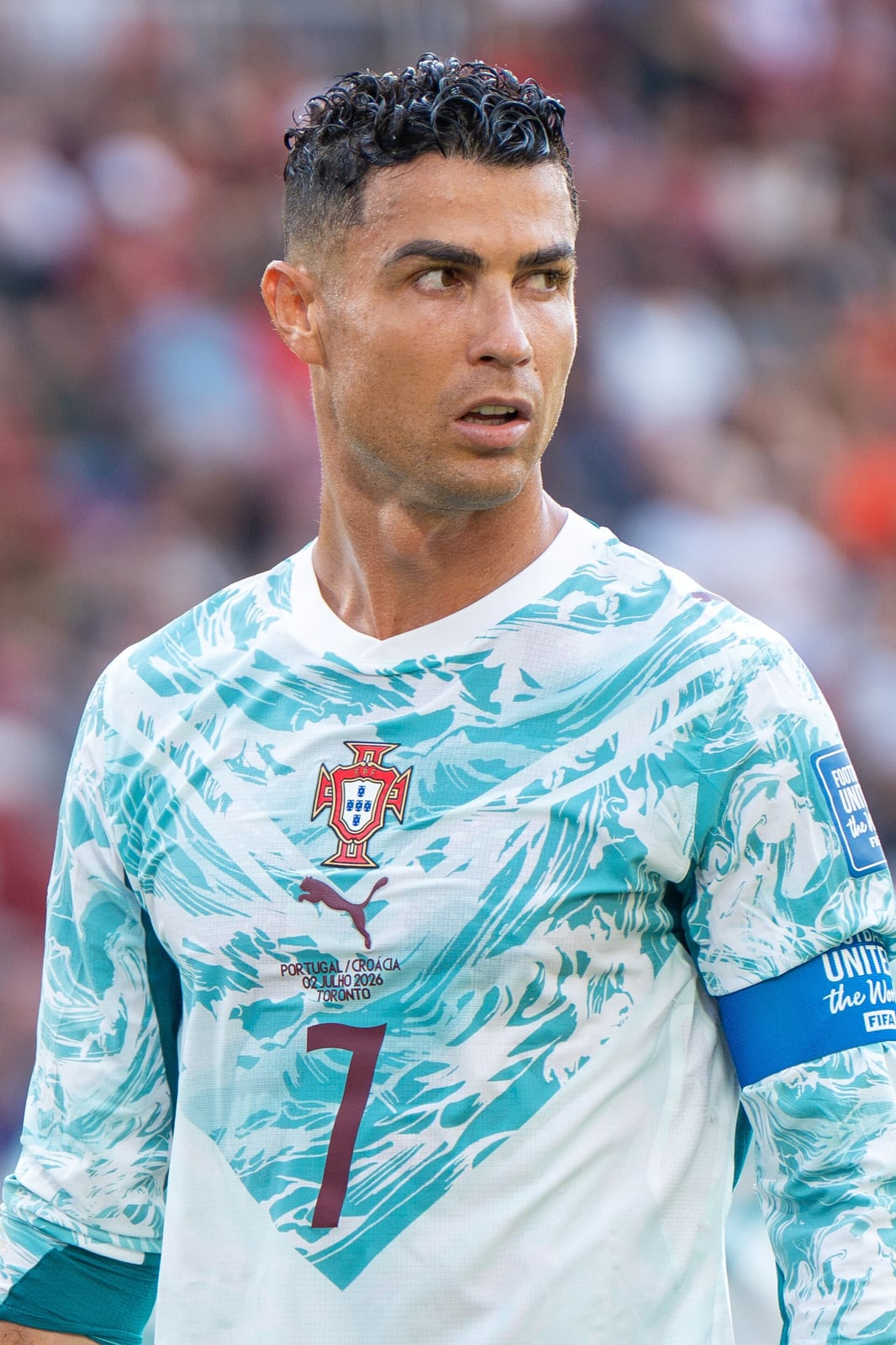 Cristiano Ronaldo em jogo da seleção portuguesa contra a Croácia, em Toronto, em 2 de julho de 2026.