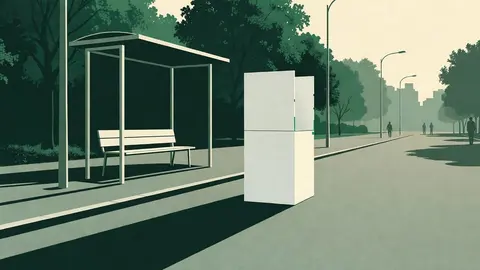 Ilustração: uma cabine de votação de papelão branco liso, sem qualquer letreiro ou identificação