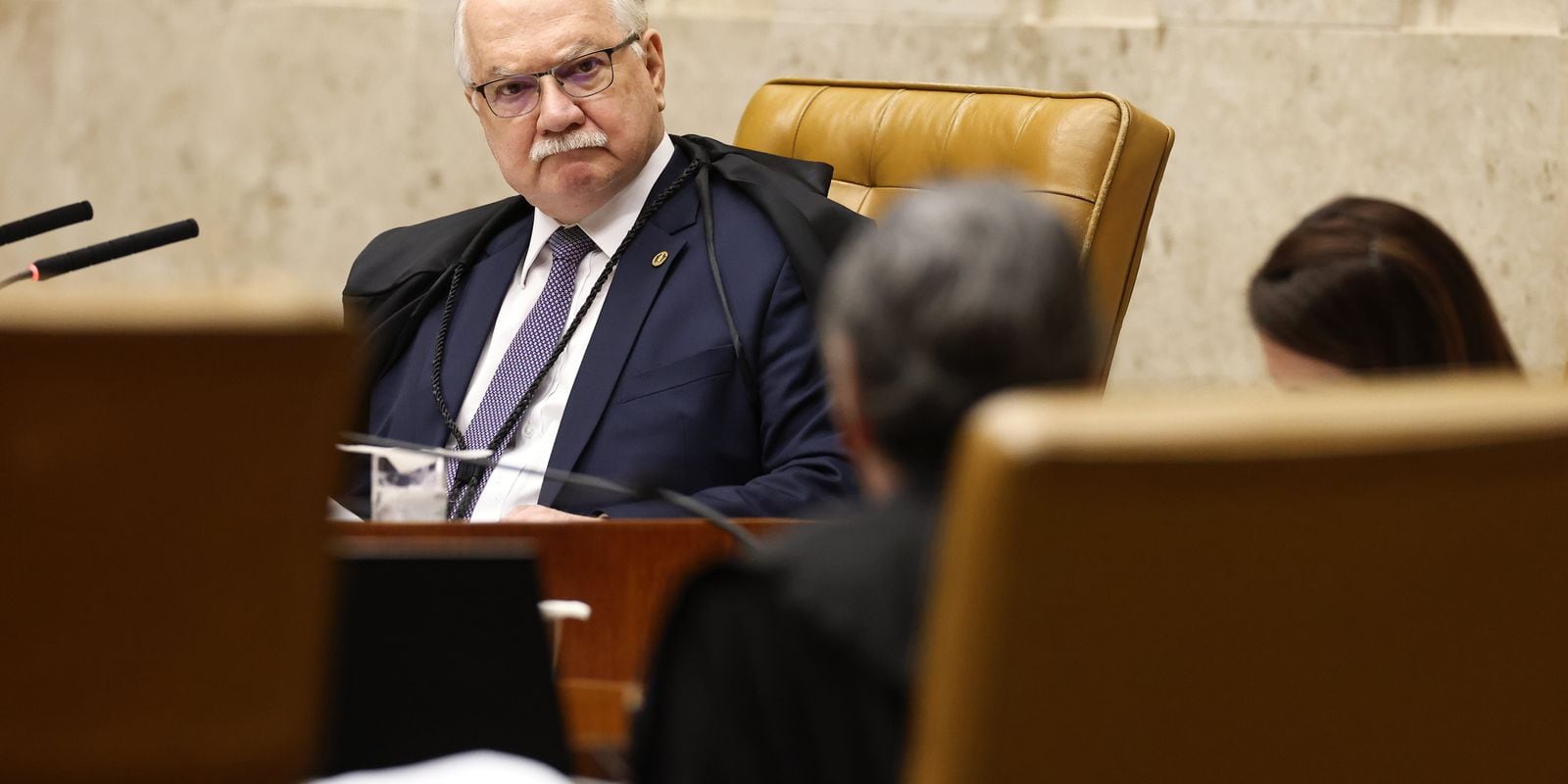 O ministro Edson Fachin, relator dos processos do caso Master no STF, durante sessão da Corte.