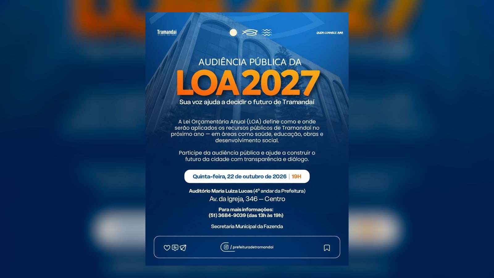 Cartaz do evento Audiência Pública da LOA 2027