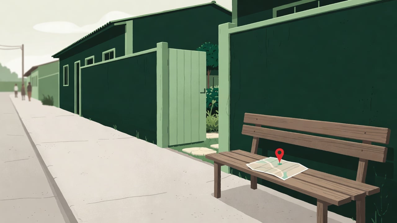 Ilustração do Bairrista sobre: Symbolic, non-literal editorial illustration (no reenactment of the event, no people): A quiet residential corner in a small southern Brazil