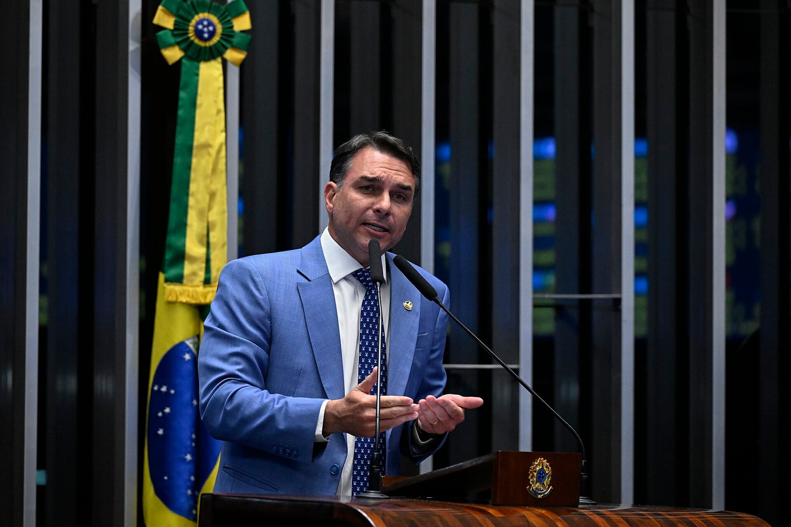 Senador Flávio Bolsonaro (PL-RJ) discursa no Plenário do Senado, em 1º de setembro de 2026.