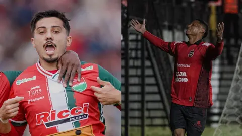 Jogador do Brasil de Pelotas comemora gol na semifinal da Divisão de Acesso do Gauchão.