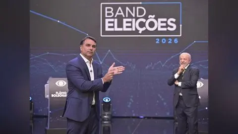 Foto: Lula e Flávio trocam acusações sobre Master e INSS no debate da Band, a 7 dias do 2º turno