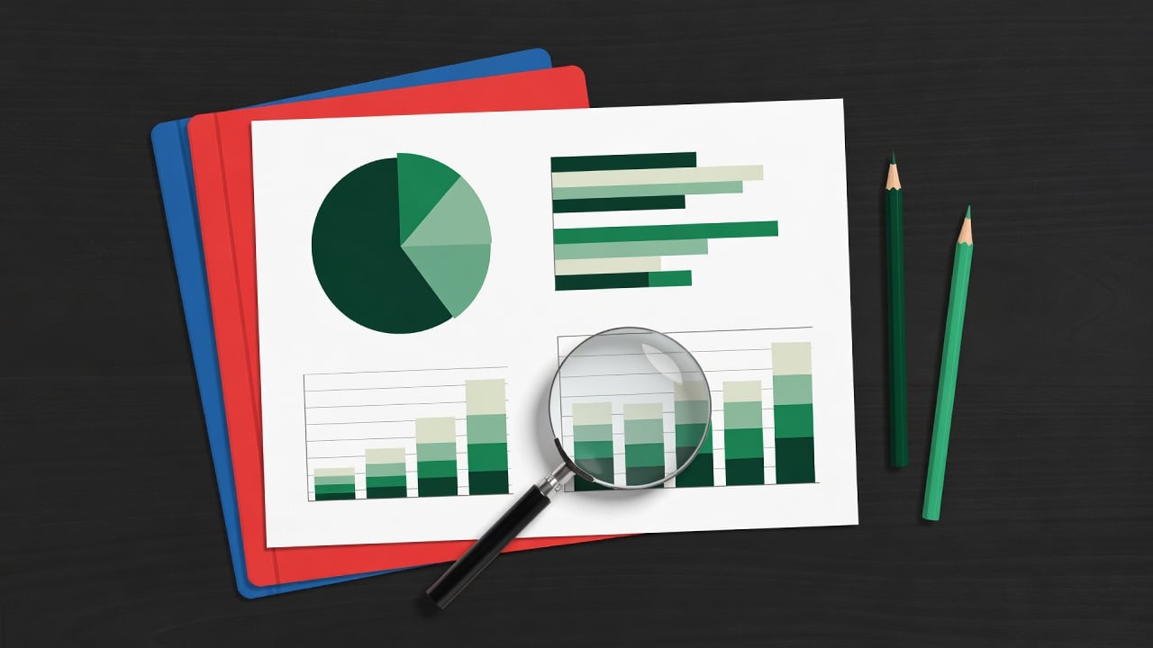 Ilustração do Bairrista sobre: Symbolic, non-literal editorial illustration (no reenactment of the event, no people): Overhead view of a printed chart sheet with pie chart