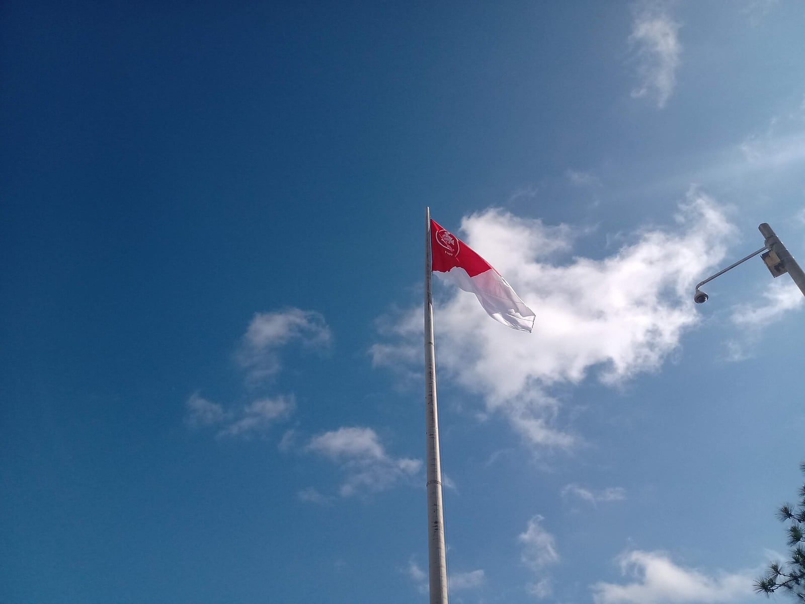 Bandeira do Sport Club Internacional tremulando no Estádio Beira-Rio, em Porto Alegre.