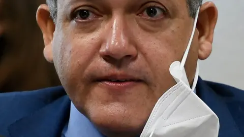 Ministro Kassio Nunes Marques durante sabatina na Comissão de Constituição e Justiça do Senado.