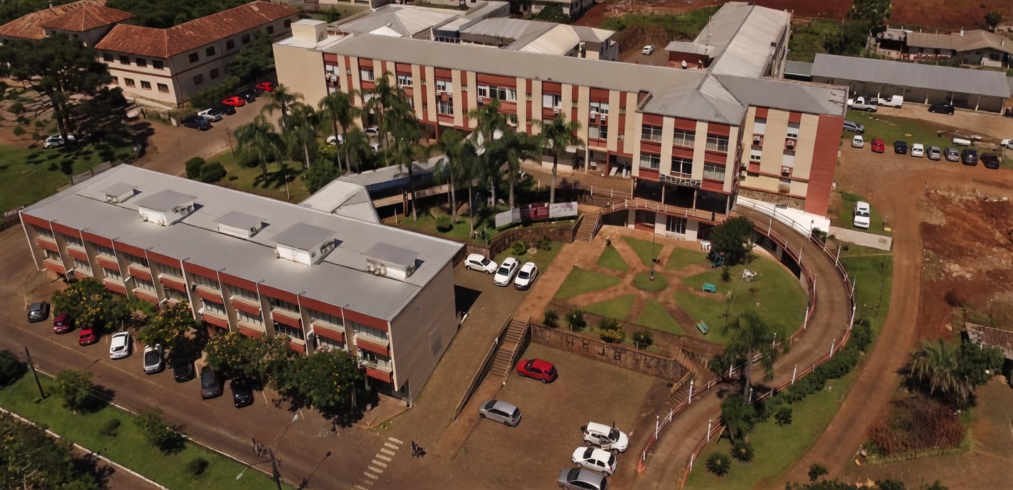 Vista aérea do Hospital São João Batista, em Nova Prata.