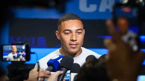 Jogador do Grêmio em entrevista coletiva na Arena do Grêmio, em 23/10/2026.