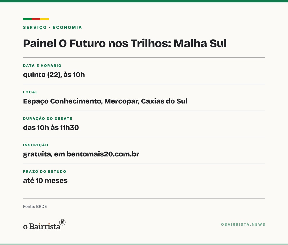 Quadro: BRDE leva painel da Malha Sul à Mercopar; estudo de até 10 meses segue em andamento