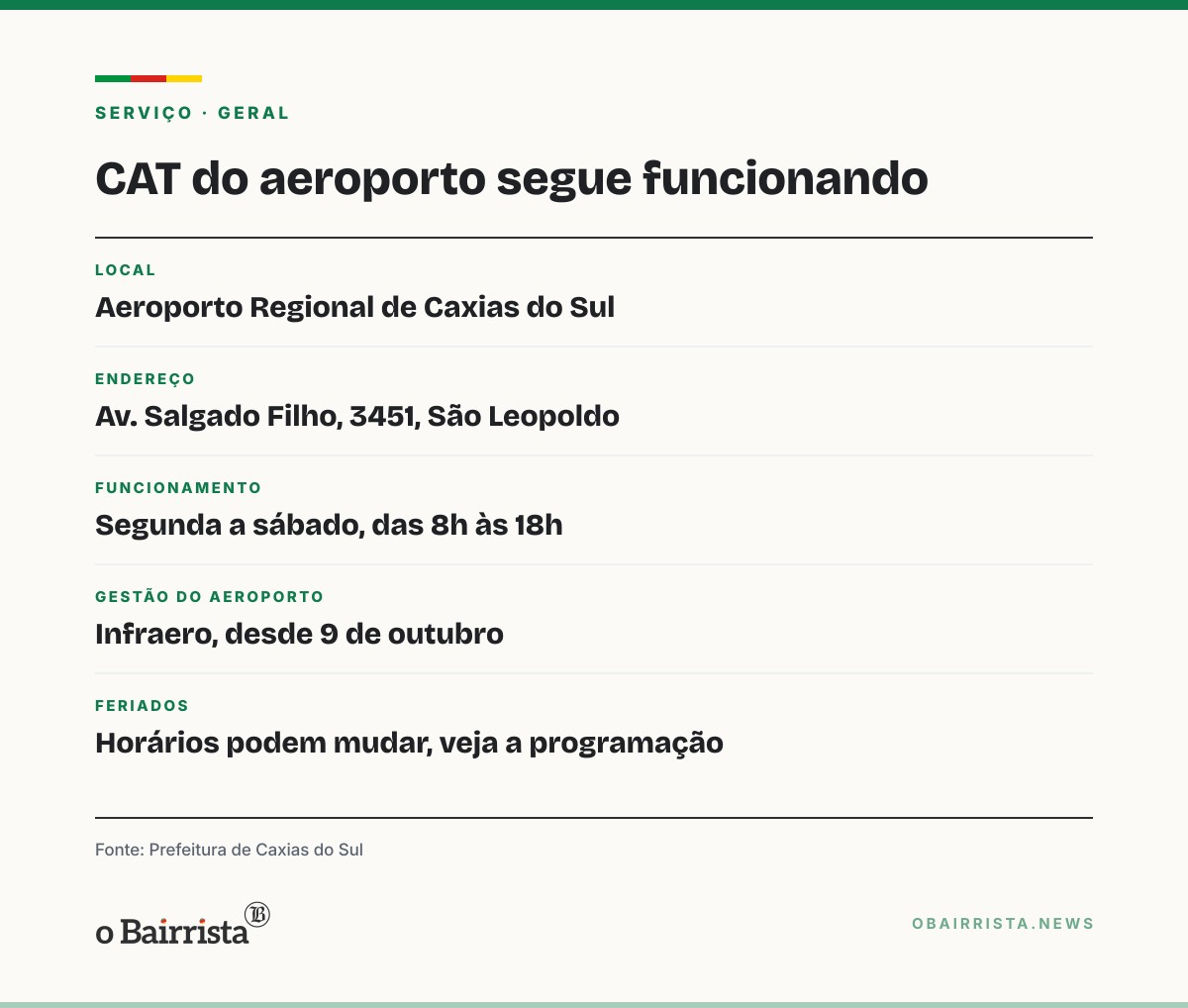 Quadro: Caxias do Sul: Centro de Atendimento ao Turista segue no aeroporto sob a Infraero