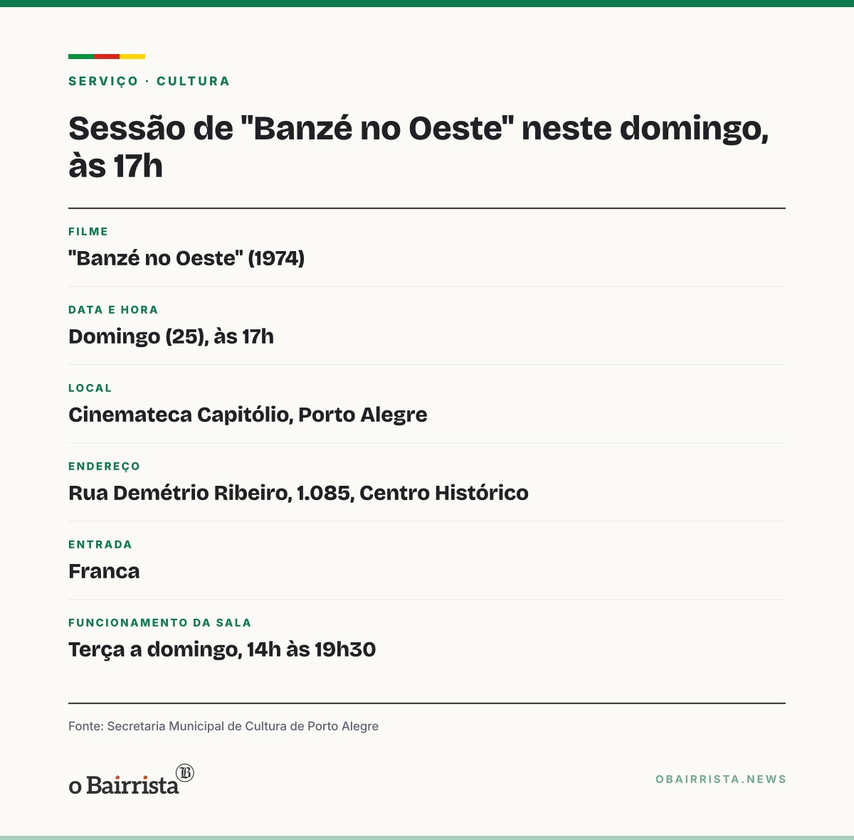 Quadro: Cinemateca Capitólio exibe "Banzé no Oeste" às 17h deste domingo, com entrada franca