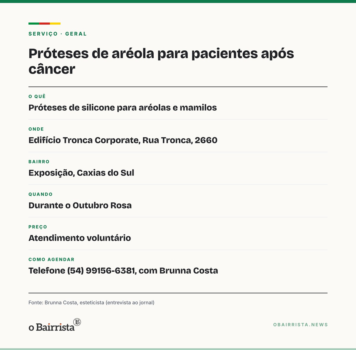 Quadro: Esteticista de Caxias faz próteses de aréola para mulheres após câncer, em ação voluntária