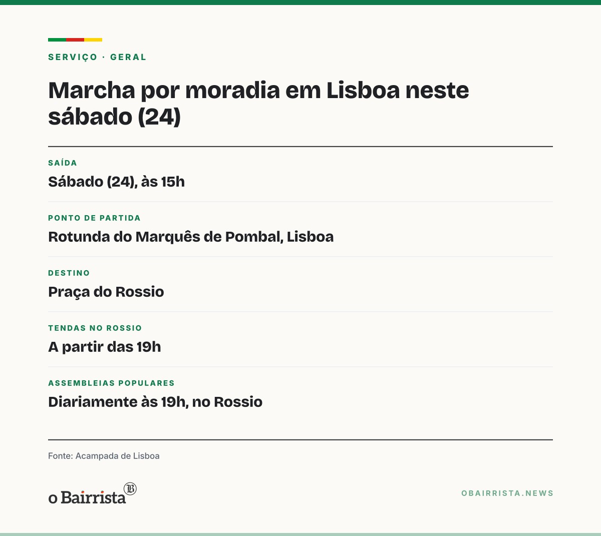 Quadro: Lisboa marcha por moradia neste sábado contra reforma dos aluguéis de Montenegro