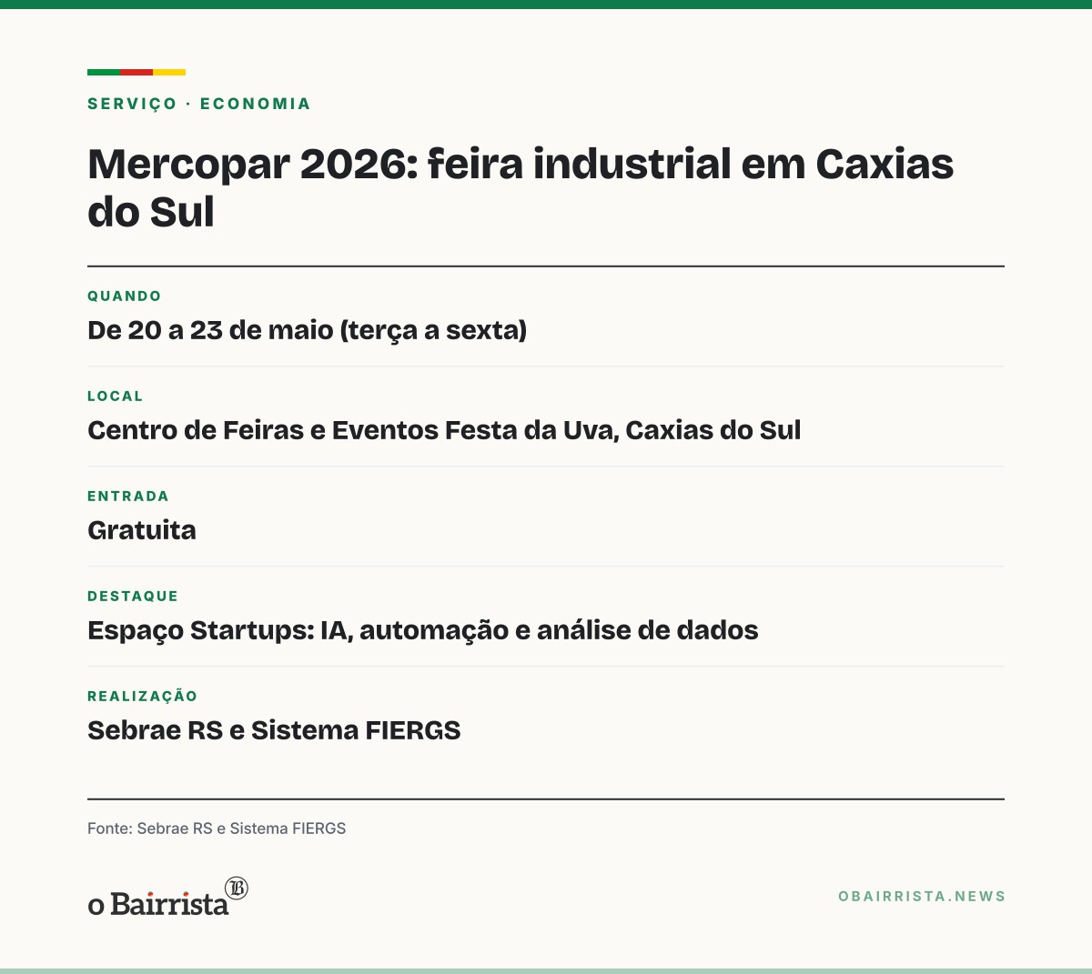 Quadro: Mercopar 2026 leva IA à linha de produção e abre espaço a startups em Caxias do Sul