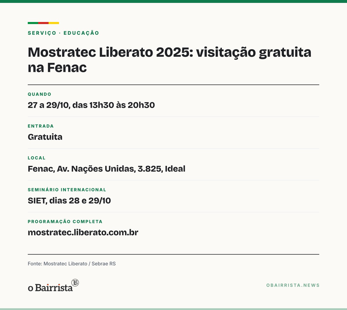 Quadro: Mostratec abre terça em Novo Hamburgo com 796 projetos de estudantes de 13 países