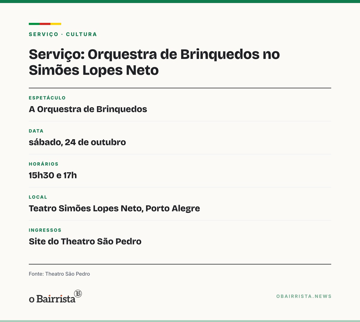 Quadro: Orquestra de Brinquedos volta ao Simões Lopes Neto no sábado (24) em edição do Mês das Crianças