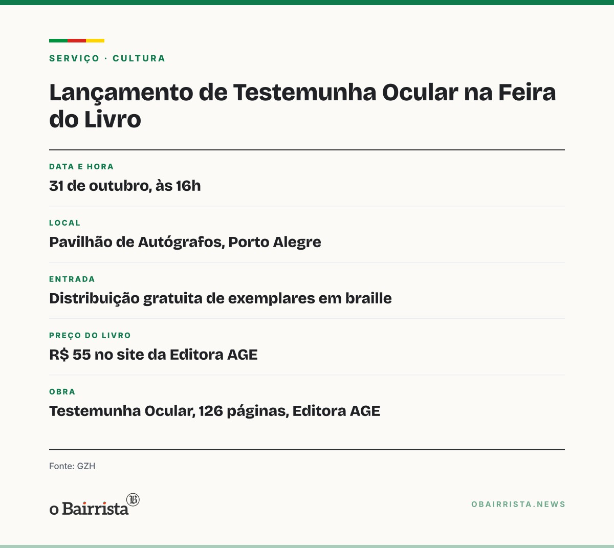 Quadro: Poeta Luiz Coronel, de 88 anos, fala da cegueira e autografa Testemunha Ocular dia 31