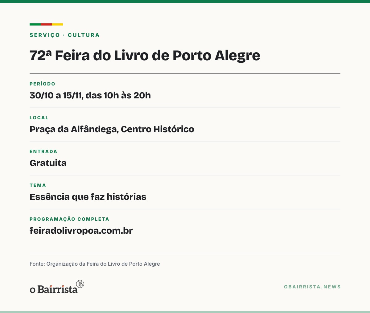 Quadro: Porto Alegre: Zaffari divulga programação na Feira do Livro, que abre nesta sexta (30)