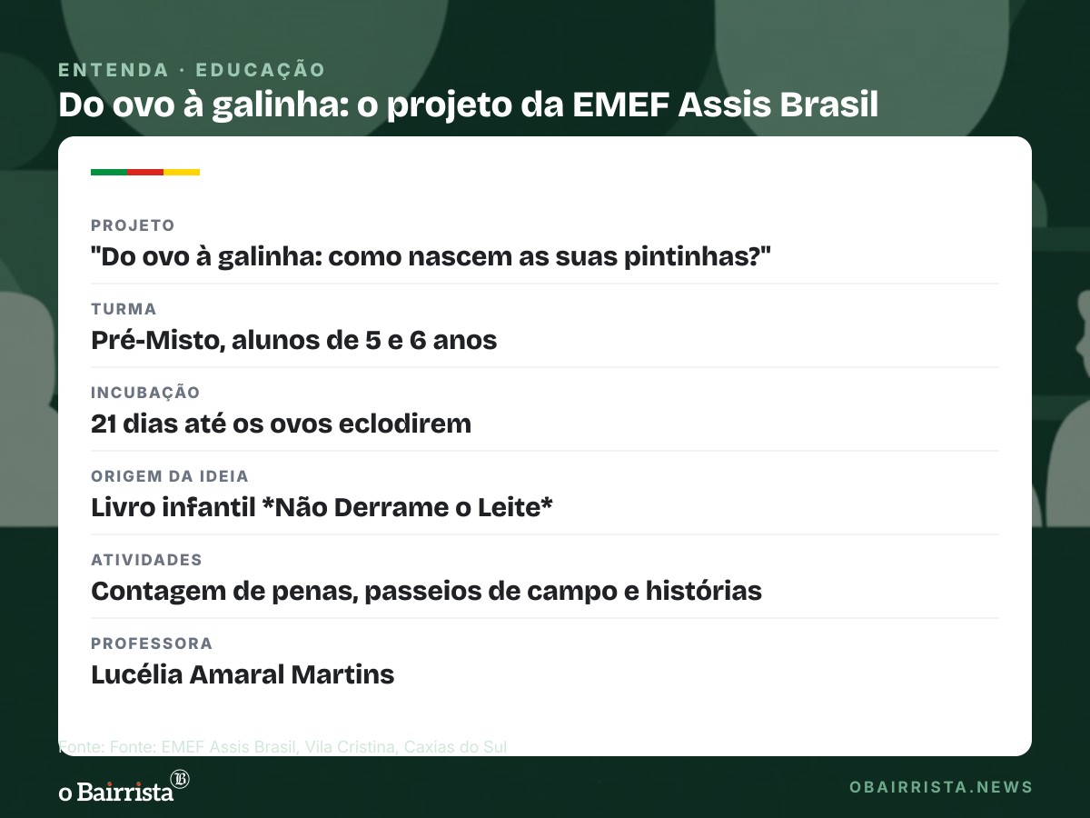 Quadro: Pré-escola de Vila Cristina acompanha nascimento de pintinhos de galinha-d'angola