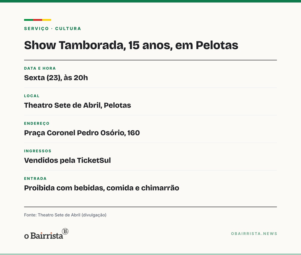 Quadro: Projeto Tamborada, de Kako Xavier, celebra 15 anos com show no Theatro Sete de Abril
