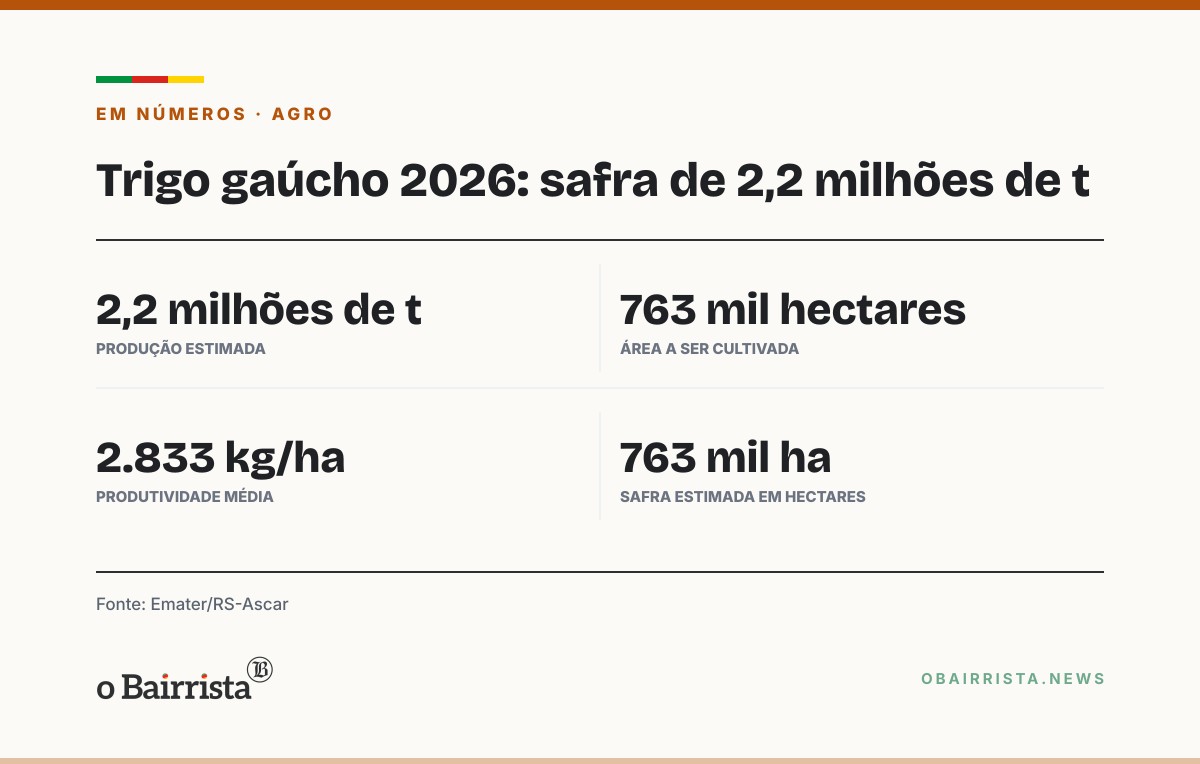 Quadro: RS abre colheita do trigo em Cruz Alta com safra estimada em 2,2 milhões de toneladas