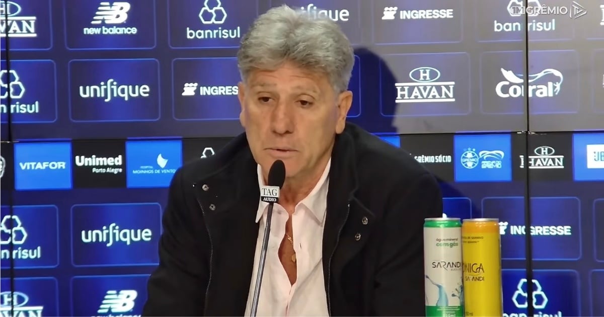 Renato Gaúcho em entrevista coletiva do Grêmio.
