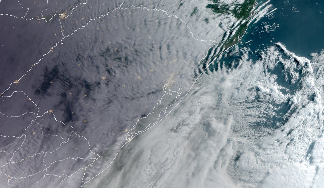 Imagem de satélite de ciclone extratropical sobre o Rio Grande do Sul (registro de julho de 2023).