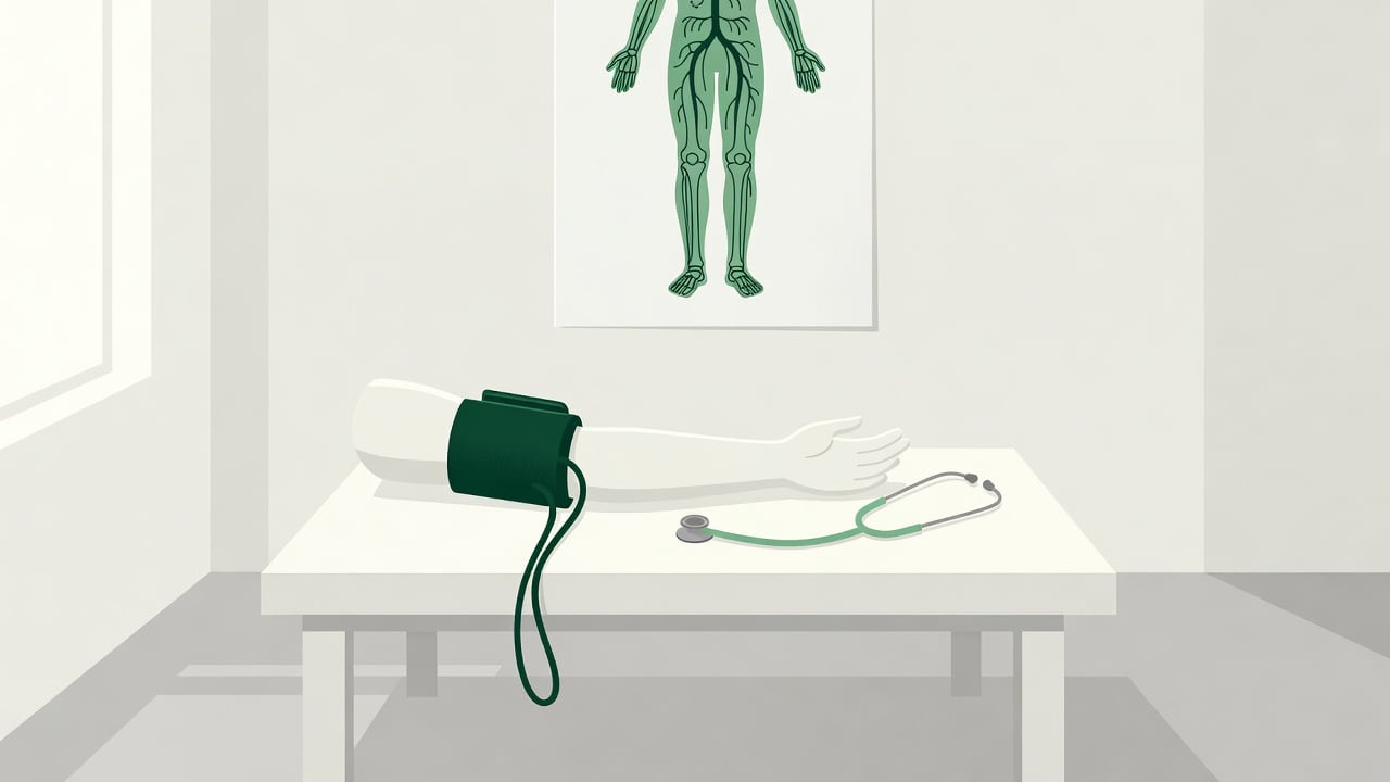 Ilustração do Bairrista sobre: Symbolic, non-literal editorial illustration (no reenactment of the event, no people): Clinical setting for pediatric and adolescent health