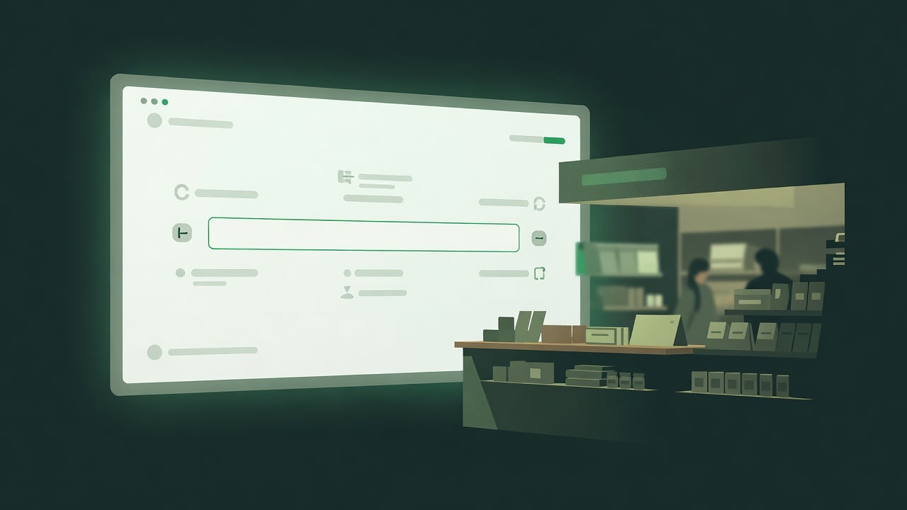 Ilustração do Bairrista sobre: Symbolic, non-literal editorial illustration (no reenactment of the event, no people): A large glowing digital screen showing a clean white