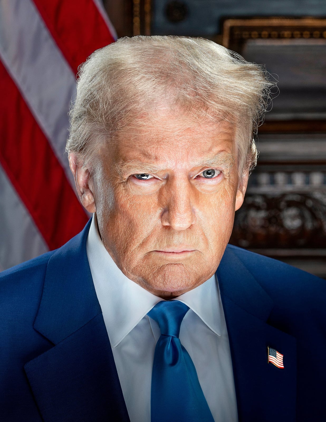 Donald Trump, presidente dos EUA, em retrato oficial de 2025.